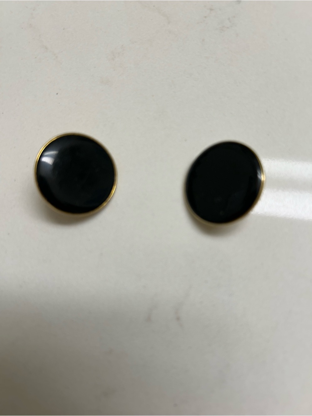 Vintage ART Classic Black Round Clip On Earrings with Gold Trim